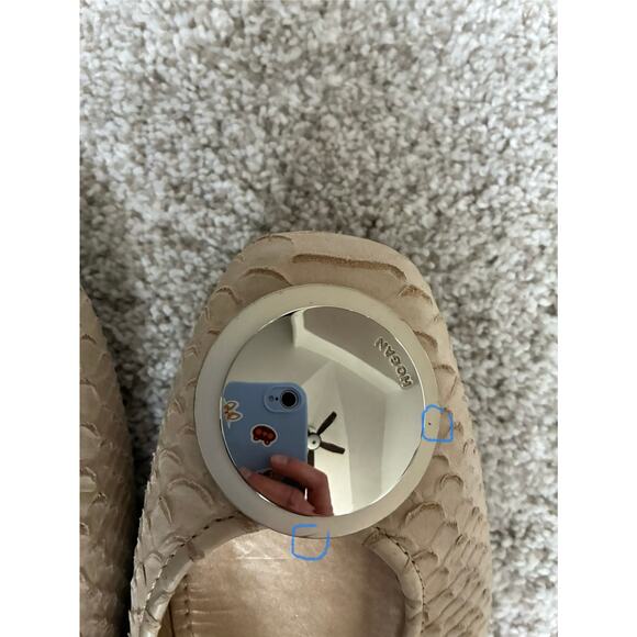 Hogan Flats Women 8.5 Tan Leather Square Toe Made in Italy Imitation Snakeskin - Picture 12 of 12